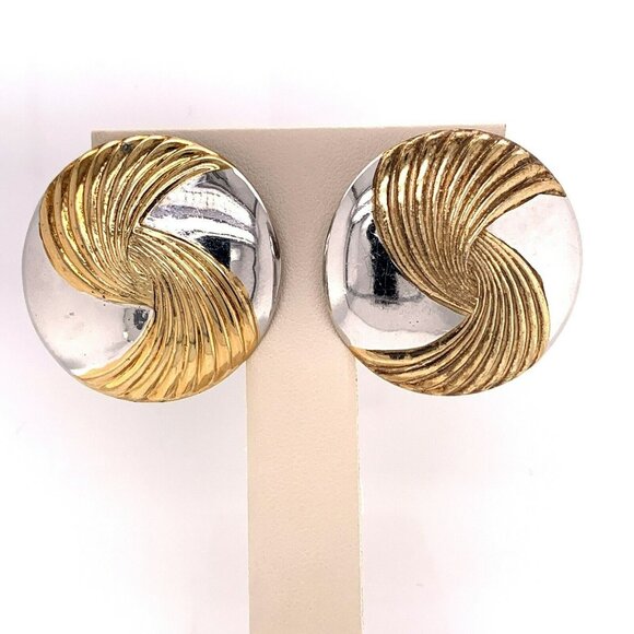 Unbranded Jewelry - Sterling Silver & Gold Plate Pierced Back Swirl Design Circle Earrings! 118